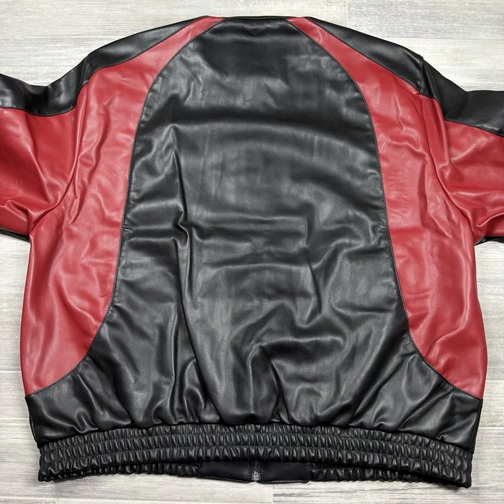 Faux Leather Dodge Graphic Full Zip‎ Jacket Men's XXL Embroidered Black NWT